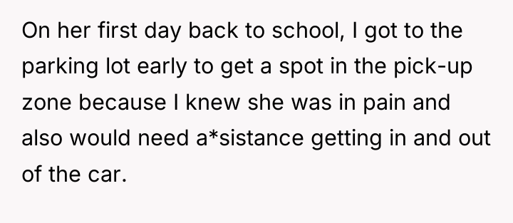 On her first day back to school, I got to...