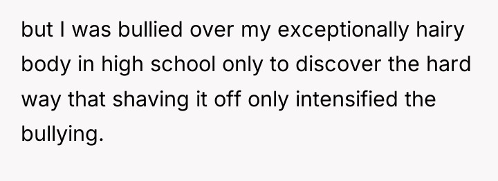 but I was bullied over my exceptionally hairy body in...