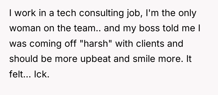 I work in a tech consulting job, I'm the only...