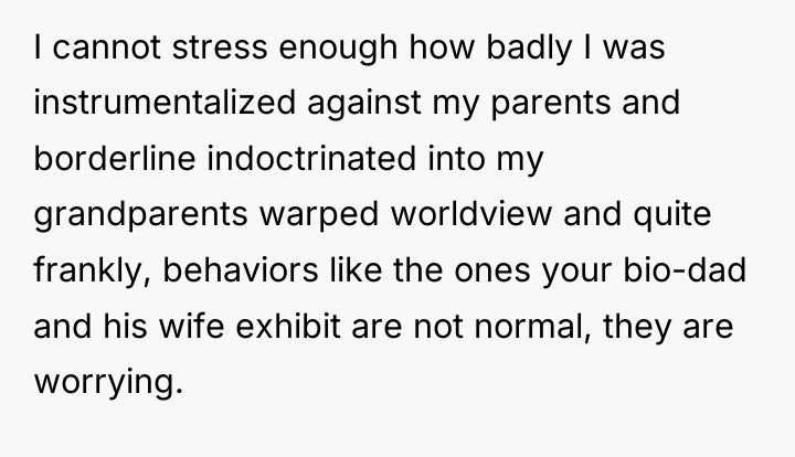 I cannot stress enough how badly I was instrumentalized against...