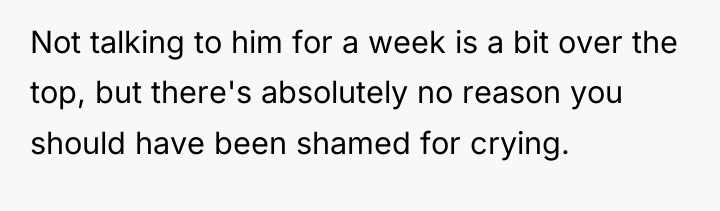 Not talking to him for a week is a bit...