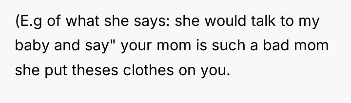 (E.g of what she says: she would talk to my...