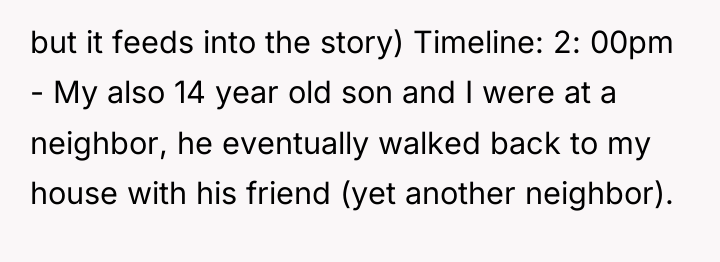 but it feeds into the story) Timeline: 2: 00pm -...
