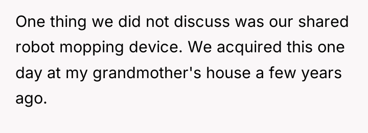 One thing we did not discuss was our shared robot...