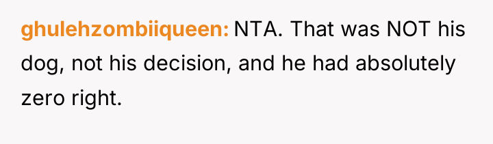 ghulehzombiiqueen NTA. That was NOT his dog, not his decision,...