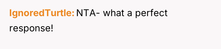 IgnoredTurtle NTA- what a perfect response!