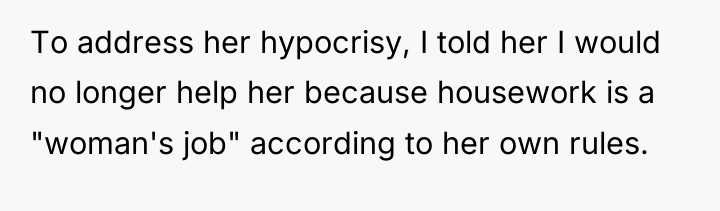 To address her hypocrisy, I told her I would no...