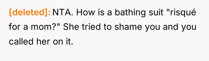 [deleted] NTA. How is a bathing suit "risqué for a...
