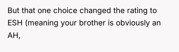 But that one choice changed the rating to ESH (meaning...