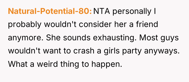 Natural-Potential-80 NTA personally I probably wouldn't consider her a friend...