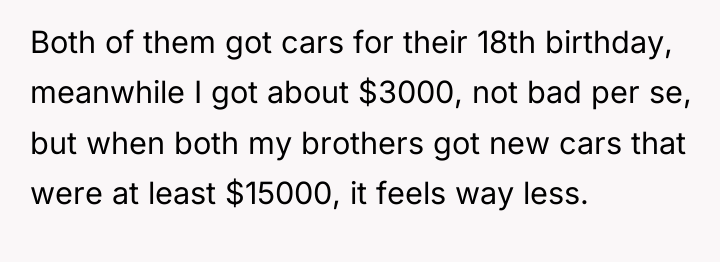 Both of them got cars for their 18th birthday, meanwhile...