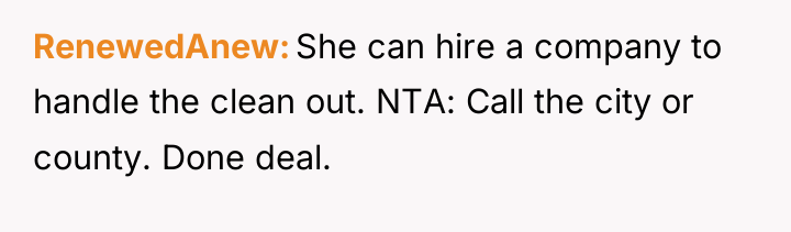 RenewedAnew She can hire a company to handle the clean...