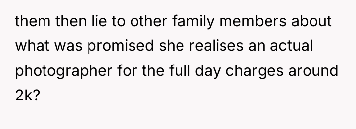 them then lie to other family members about what was...