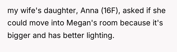 my wife's daughter, Anna (16F), asked if she could move...
