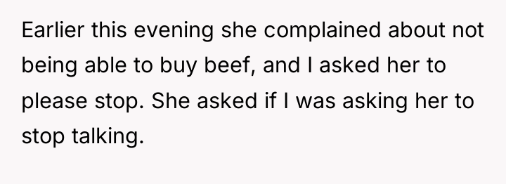 Earlier this evening she complained about not being able to...