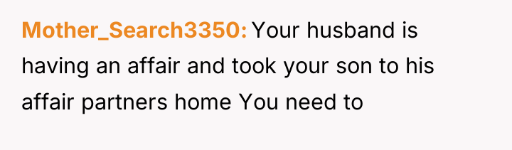 Mother_Search3350 Your husband is having an affair and took your...
