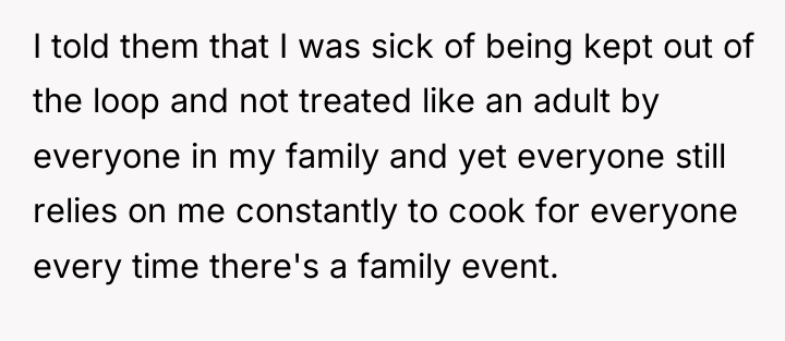 I told them that I was sick of being kept...