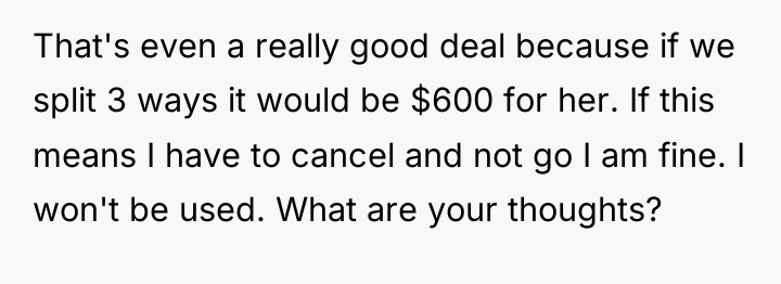 That's even a really good deal because if we split...