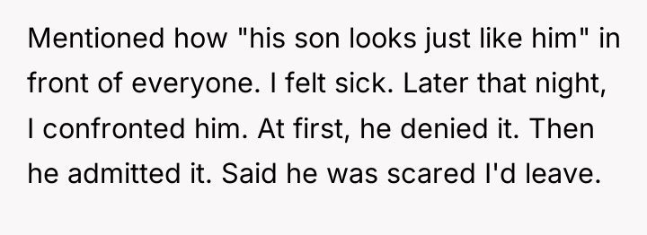 Mentioned how "his son looks just like him" in front...