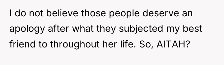 I do not believe those people deserve an apology after...
