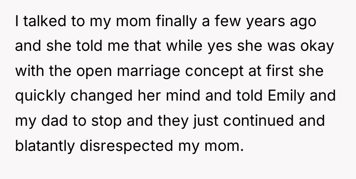 I talked to my mom finally a few years ago...