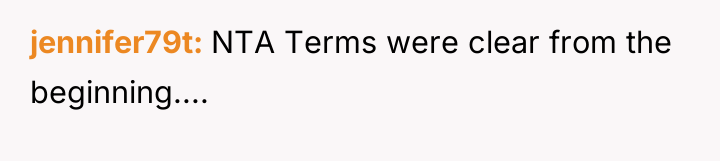 jennifer79t NTA Terms were clear from the beginning....