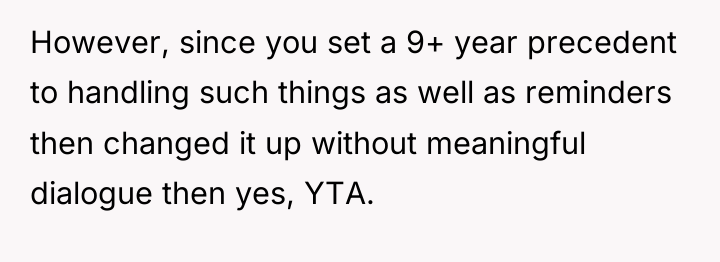 However, since you set a 9+ year precedent to handling...