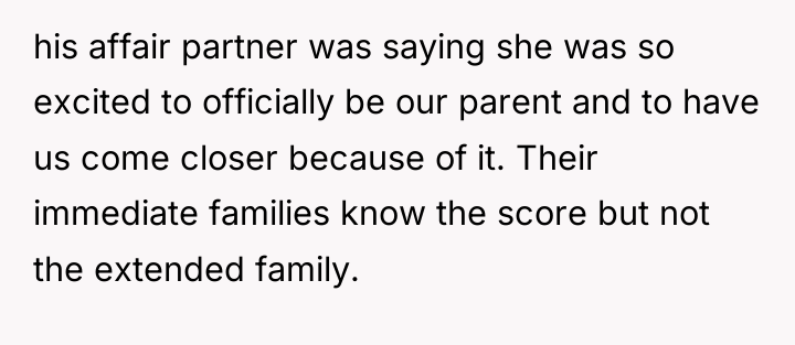his affair partner was saying she was so excited to...