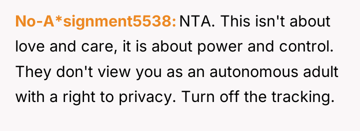 No-A*signment5538 NTA. This isn't about love and care, it is...