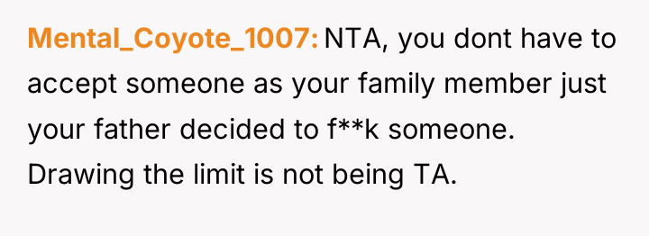 Mental_Coyote_1007 NTA, you dont have to accept someone as your...