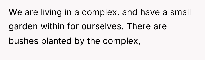 We are living in a complex, and have a small...
