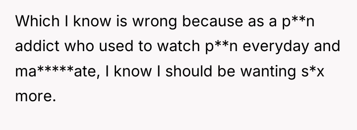 Which I know is wrong because as a p**n addict...