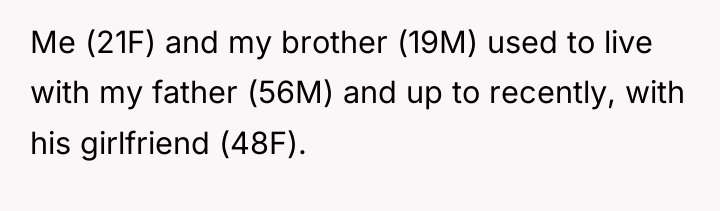 Me (21F) and my brother (19M) used to live with...