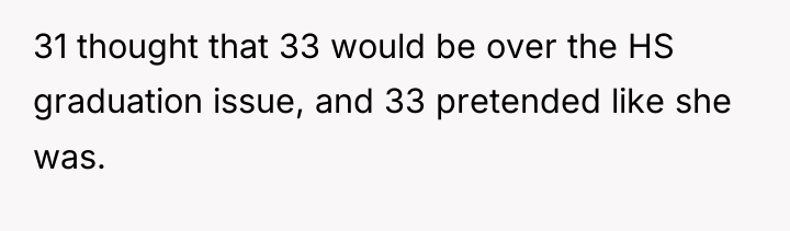 31 thought that 33 would be over the HS graduation...