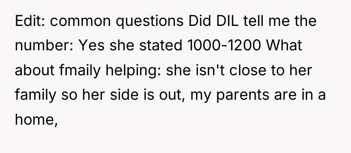 Edit: common questions Did DIL tell me the number: Yes...