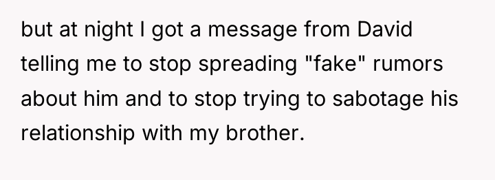but at night I got a message from David telling...