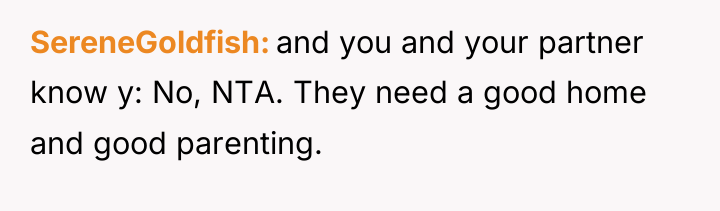 SereneGoldfish and you and your partner know y: No, NTA....