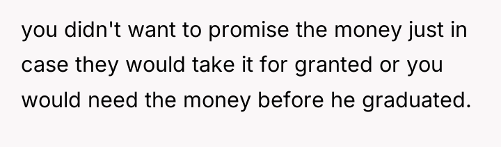 you didn't want to promise the money just in case...