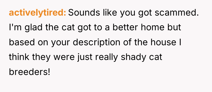 activelytired Sounds like you got scammed. I'm glad the cat...