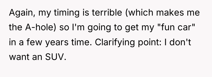 Again, my timing is terrible (which makes me the A-hole)...