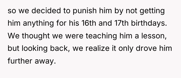 so we decided to punish him by not getting him...