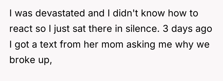 I was devastated and I didn't know how to react...