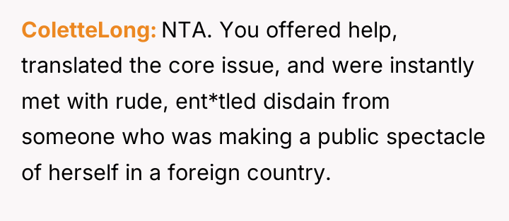 ColetteLong NTA. You offered help, translated the core issue, and...