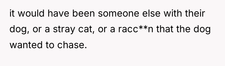 it would have been someone else with their dog, or...