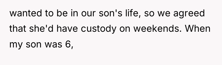 wanted to be in our son's life, so we agreed...