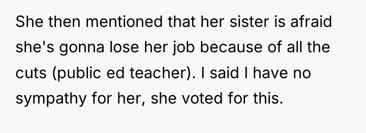 She then mentioned that her sister is afraid she's gonna...