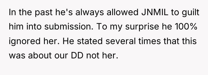In the past he's always allowed JNMIL to guilt him...