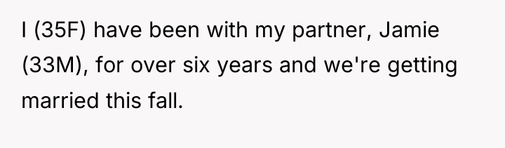 I (35F) have been with my partner, Jamie (33M), for...