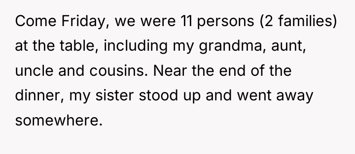 Come Friday, we were 11 persons (2 families) at the...