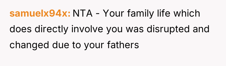 samuelx94x NTA - Your family life which does directly involve...